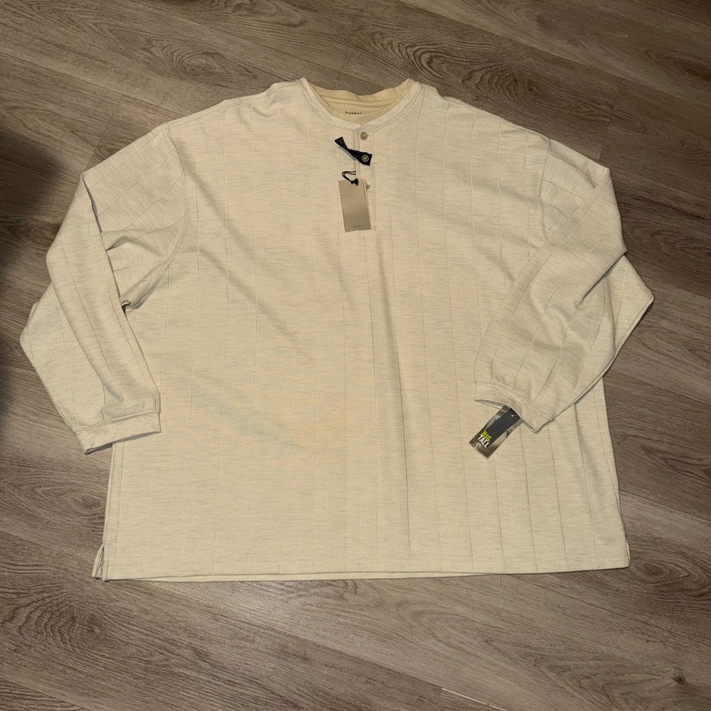 Haggar Cream Long-Sleeve Henley Shirt